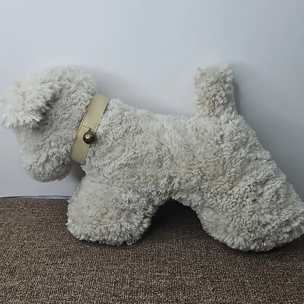 Pottery Barn Dog Doodle Faux Fur Pillow w/ Bell Golden Doodle